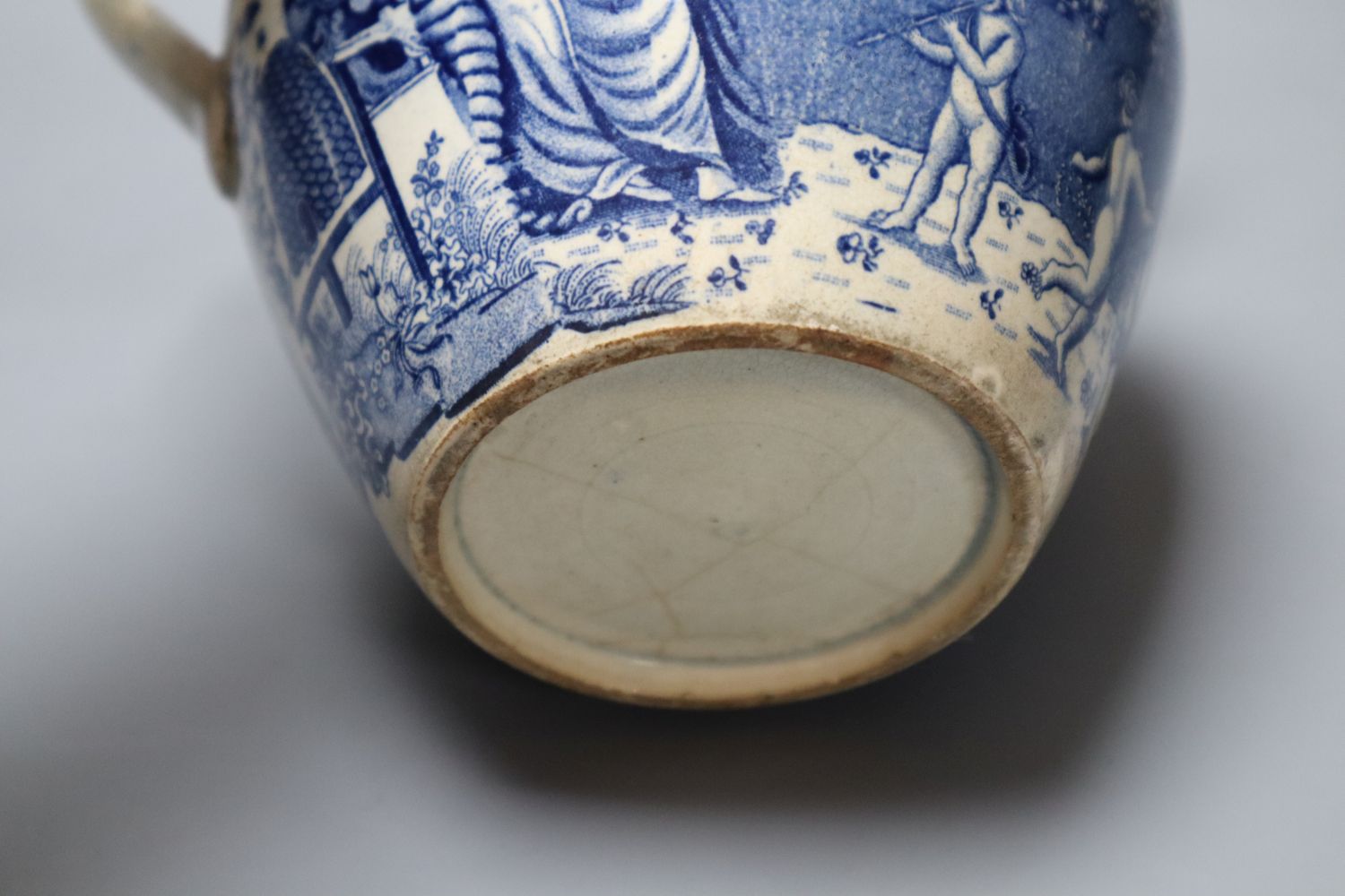 A rare pearlware jug commemorating the Peace of Amiens, c.1802, probably Swansea Pottery, 17cm